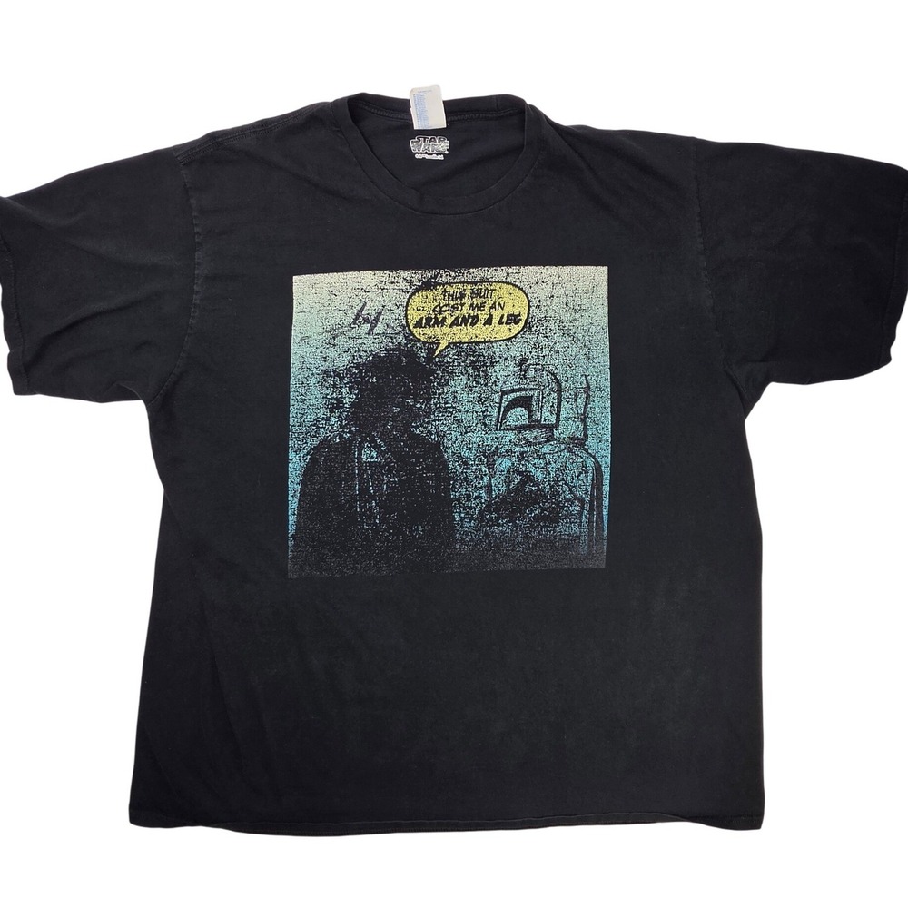 Star Wars Darth Vader Boba Fett Humor Graphic Tee Shirt Black Mens 3XL Cotton